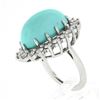 Image 9 : NEW Platinum 22.06 ctw Large Oval Cabochon Turquoise & Diamond Halo Cocktail Rin