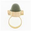 Image 8 : 22K Gold Large GIA Oval Cabochon Bezel Cat's Eye Moonstone Trillion Peridot Ring