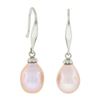Image 1 : Classic Simple 14k White Gold Cultured Pink Pearl Tear Drop Dangle Earrings