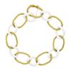 Image 3 : Italian Giovanni Marchiso White Ceramic & 18k Gold Textured Link Chain Bracelet