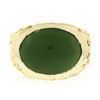 Image 4 : Vintage Mens 14K Yellow Gold Oval Cabochon Green Jade Sideways Nugget Band Ring