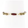 Image 5 : Italian Vintage 18K Yellow Gold Red Enamel & Pearl Detailed Fancy Link Bracelet