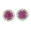 Platinum & 14K Gold 3.06 ctw GIA Pink Sapphire Diamond Halo Cluster Stud Earring