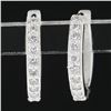 Image 2 : NEW Classic 14k White Gold .20 ctw Pave Diamond 12.2mm Petite Huggie Hoop Earrin
