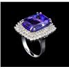 Image 4 : GIA Cert 19.22 ctw Tanzanite and Diamond Ring - 14KT White Gold