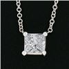 Image 3 : NEW 14k White Gold 0.48 ctw Princess Cut Prong Diamond Solitaire Pendant Necklac