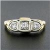 Image 2 : Vintage 14K TT Gold 0.45 ctw Round Brilliant Diamond 3-Stone Polished Band Ring