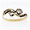 Image 7 : Antique Edwardian 14K Gold Platinum.54 ctw European Diamond Two-Stone Bypass Rin