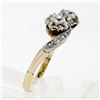 Image 9 : Antique Edwardian 14K Gold Platinum.54 ctw European Diamond Two-Stone Bypass Rin