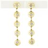 Image 1 : Vintage 14K Gold.6 ctw Bezel Diamond Polished Bead Ball Long Drop Dangle Earring