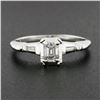 Image 2 : Vintage 14k Gold Illusion Set Emerald Cut Diamond Solitaire w/ Accents Ring