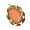 Image 4 : Antique 10k Yellow Gold Oval Carved Coral Cameo Twisted Frame Brooch Pin Pendant