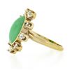 Image 6 : Vintage 14k Gold Oval Cabochon Jade & 1.1 ctw European Diamond Halo Cocktail Rin