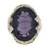 Image 4 : Antique Art Deco 14k Gold Oval Carved Amethyst Filigree Floral Ring w/ Bow Sides