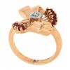 Image 7 : Vintage Retro 14K Rose Gold Old Cut Diamond & Red Stone Polished Bow Ribbon Ring