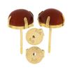 Image 4 : Vintage 14K Gold 8.3mm Round Cabochon Natural Copper Color Stone Stud Earrings