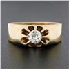 Image 2 : Unisex Antique Victorian 14K Gold 0.43 ctw European Diamond Belcher Solitaire Ri