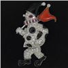 Image 2 : Vintage 18k White Gold Diamond Black Onyx and Coral Clown Brooch Pin