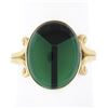 Image 1 : Vintage 14K Gold Oval Bezel Inlaid Chrysoprase & Black Onyx Scarab Beetle Ring