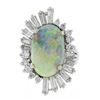 Image 4 : Vintage White Gold Oval Cabochon Opal & Diamond Ballerina Halo Cocktail Ring