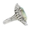 Image 5 : Vintage White Gold Oval Cabochon Opal & Diamond Ballerina Halo Cocktail Ring