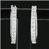 Image 2 : NEW 14k White Gold 0.33 ctw Round Pave Diamond 15.7mm Medium Huggie Hoop Earring