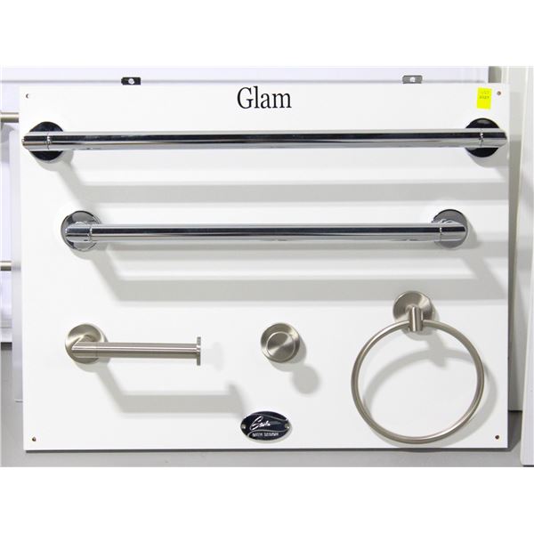 DISPLAY BOARD OF MATCHING GATCO GLAM BATHROOM