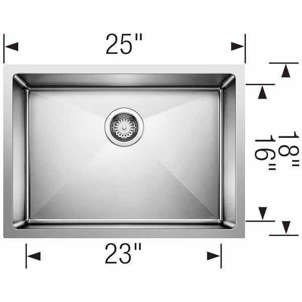 NEW W/ DRAIN BLANCO QUATRUS R15 1 BOWL MEDIUM UNDERMOUNT
