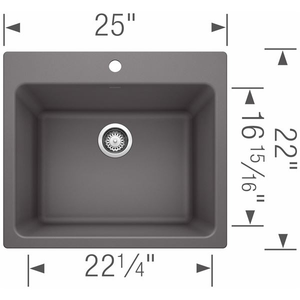 NEW W/ DRAIN BLANCO LIVEN SILGRANIT 25" UNDERMOUNT LAUNDRY