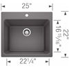 Image 1 : NEW W/ DRAIN BLANCO LIVEN SILGRANIT 25" UNDERMOUNT LAUNDRY