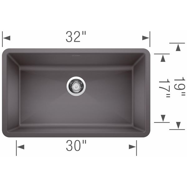 NEW W/ DRAIN BLANCO PRECIS SILGRANIT 32" SUPER SINGLE BOWL