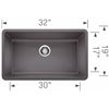 Image 1 : NEW W/ DRAIN BLANCO PRECIS SILGRANIT 32" SUPER SINGLE BOWL