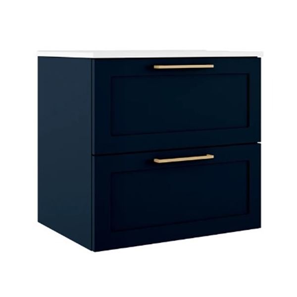 NAVY BLUE DISPLAY 2 DRAWER WALLMOUNT VANITY W/