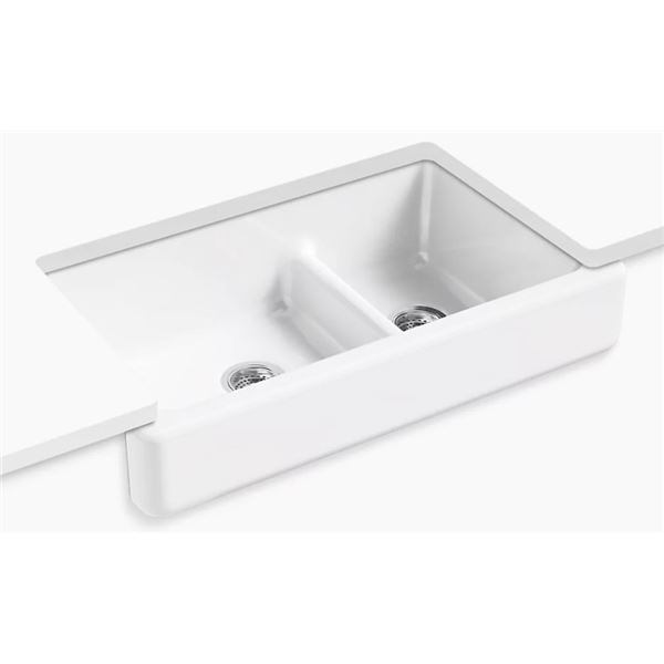 DISPLAY W/ DRAIN KOHLER WHITE HAVEN SMART DIVIDE FARMHOUSE