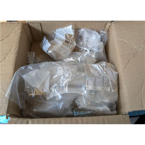 SMALL BOX OF ASSORTED TOP KNOBS CABINET HARDWARE
