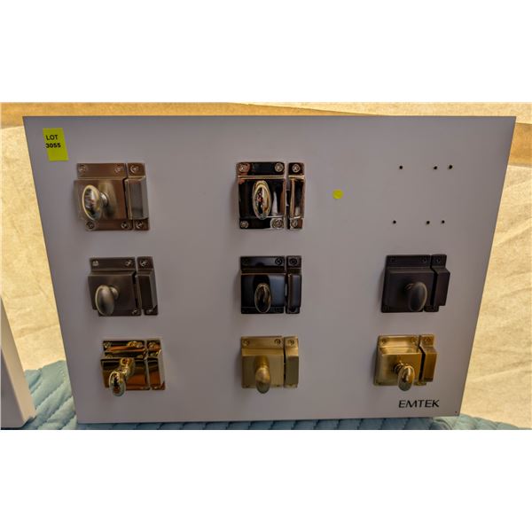 DISPLAY BOARD OF EMTEK CABINET LOCKS IN ASSORTED