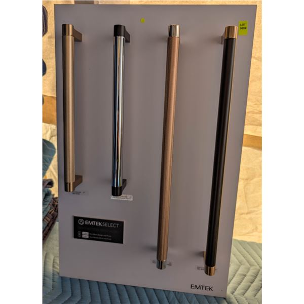 EMTEK DISPLAY BOARD W/ ASSORTED APPLIANCE PULLS