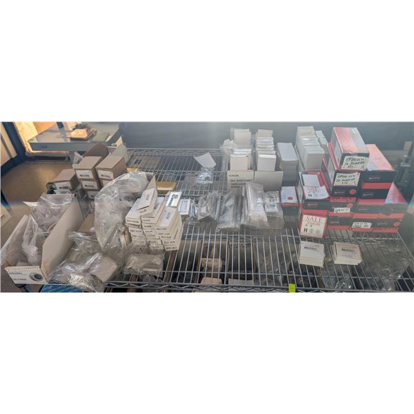 CONTENTS OF SHELF INCLUDING POCKET DOOR HARDWARE