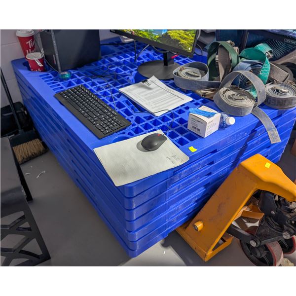 7 BLUE U-LINE PLASTIC PALLETS **CONTENTS NOT