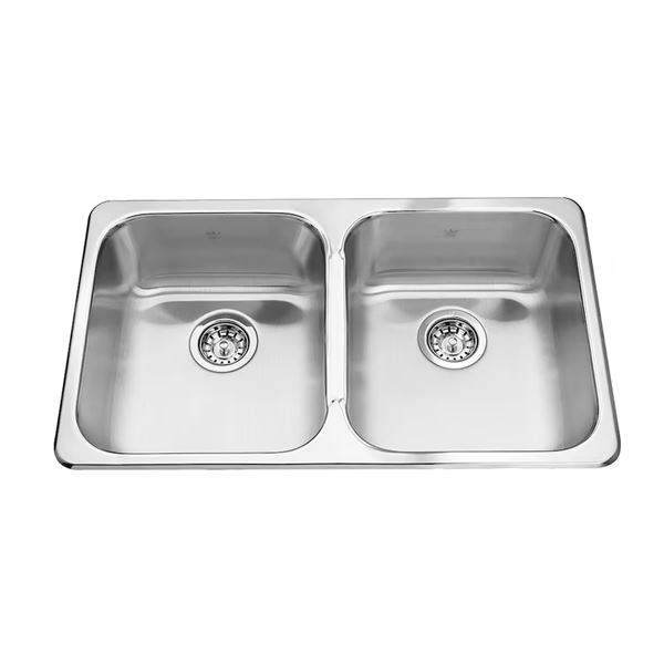 NEW W/ DRAIN KINDRED TOPMOUNT DOUBLE SINK 31.25"  X 18-7/16