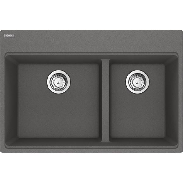 NEW W/ DRAIN FRANKE MARIS TOPMOUNT DOUBLE SINK JULIEN
