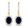 14KT Yellow Gold 2.6ctw Blue Sapphire and Diamond Earrings