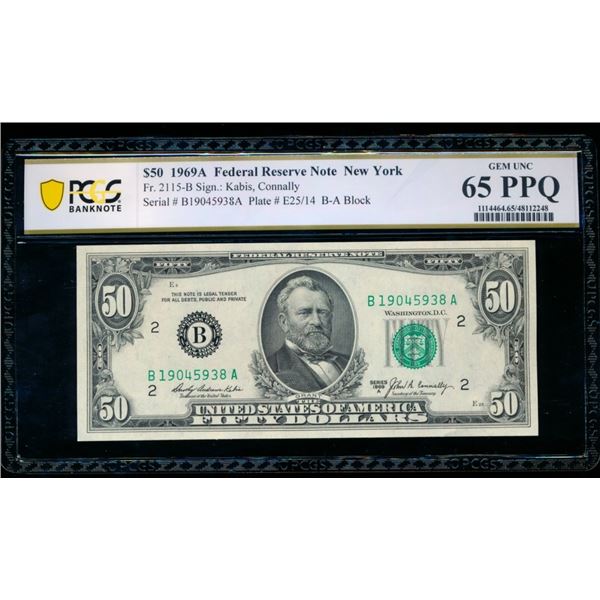 1969A $50 New York FRN PCGS 65PPQ