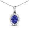 14KT White Gold 1.09ct Tanzanite and Diamond Pendant with Chain
