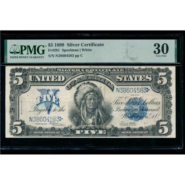 1899 $5 Chief Silver Certificate PMG 30