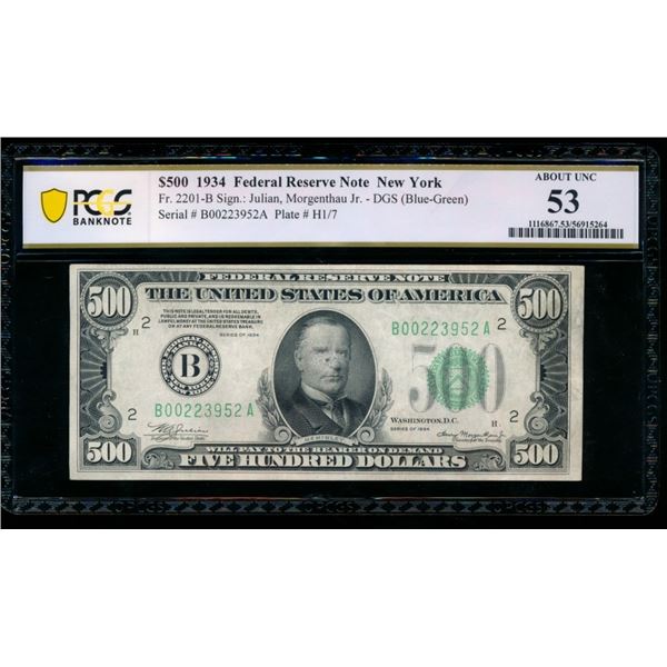1934 $500 New York FRN PCGS 53