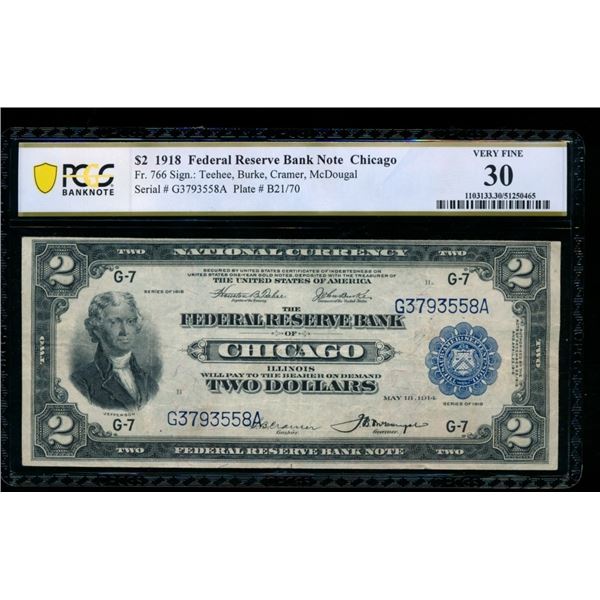 1918 $2 Chicago FRBN PCGS 30
