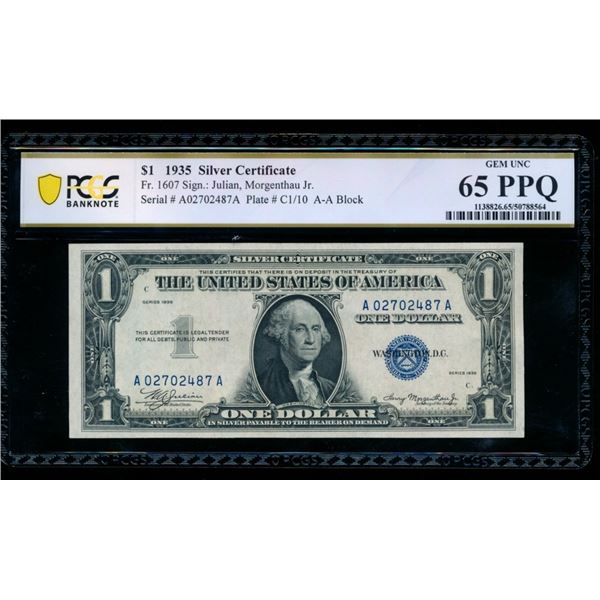 1935 $1 Silver Certificate PCGS 65PPQ