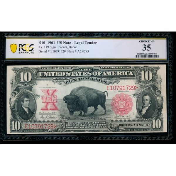 1901 $10 Bison Legal Tender Note PCGS 35