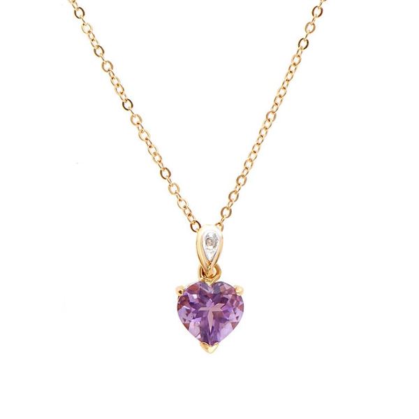 Plated 18KT Yellow Gold 2.12cts Amethyst and Diamond Necklace